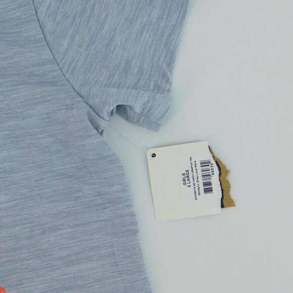 Reebok Girls T-Shirt Gray Love More Than Ever Sport Short Sleeve V-neck Workout - Picture 3 of 6